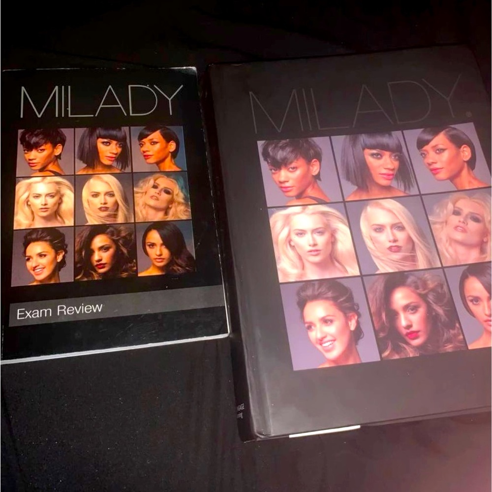 Brand new milady books never used one is hard cover and the other is to study.